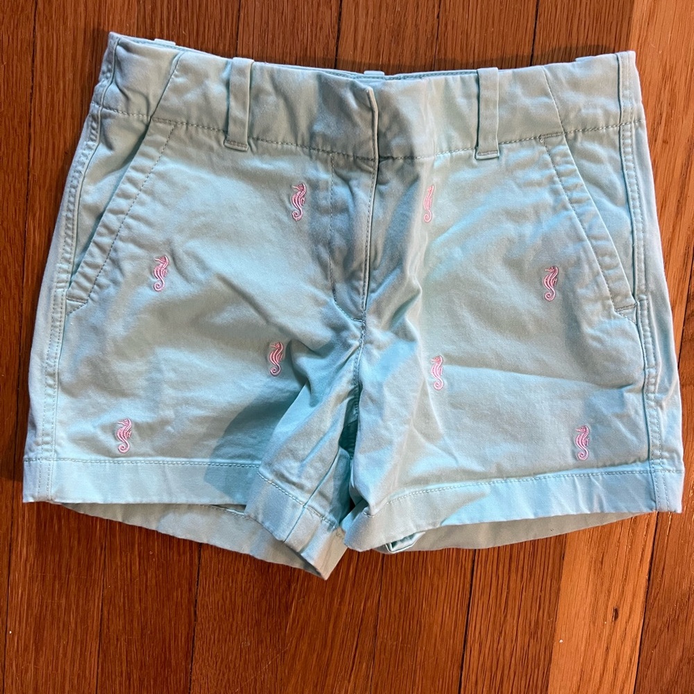 Vineyard vines shorts - girls size 10 teal with pink seahorses